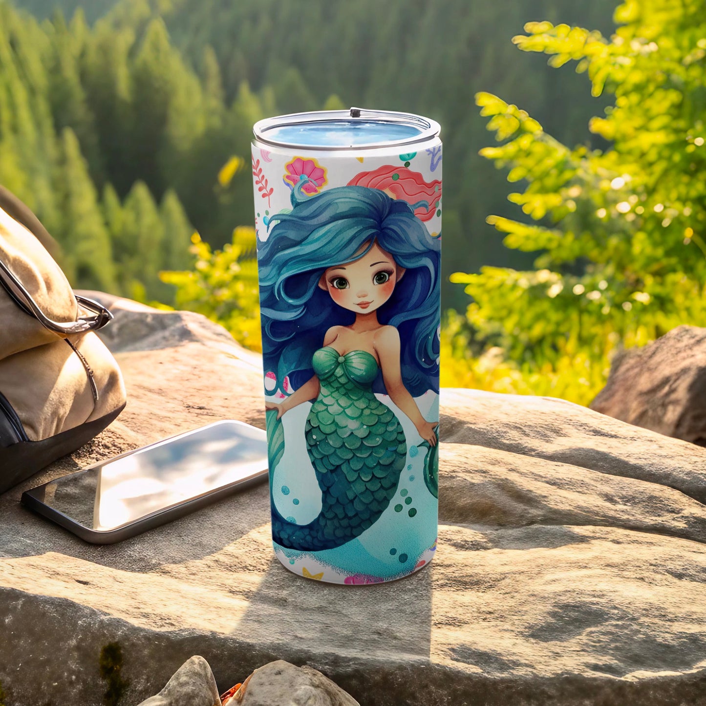 Mermaid Illustration Travel Tumbler for Outdoor Adventures