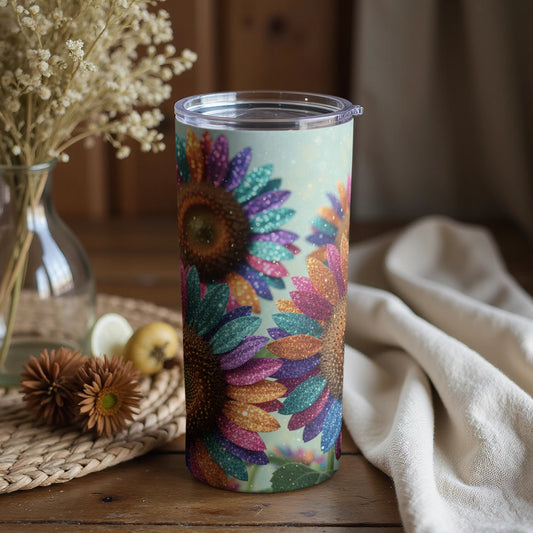 Colorful Glitter Sunflower Design Tumbler Product