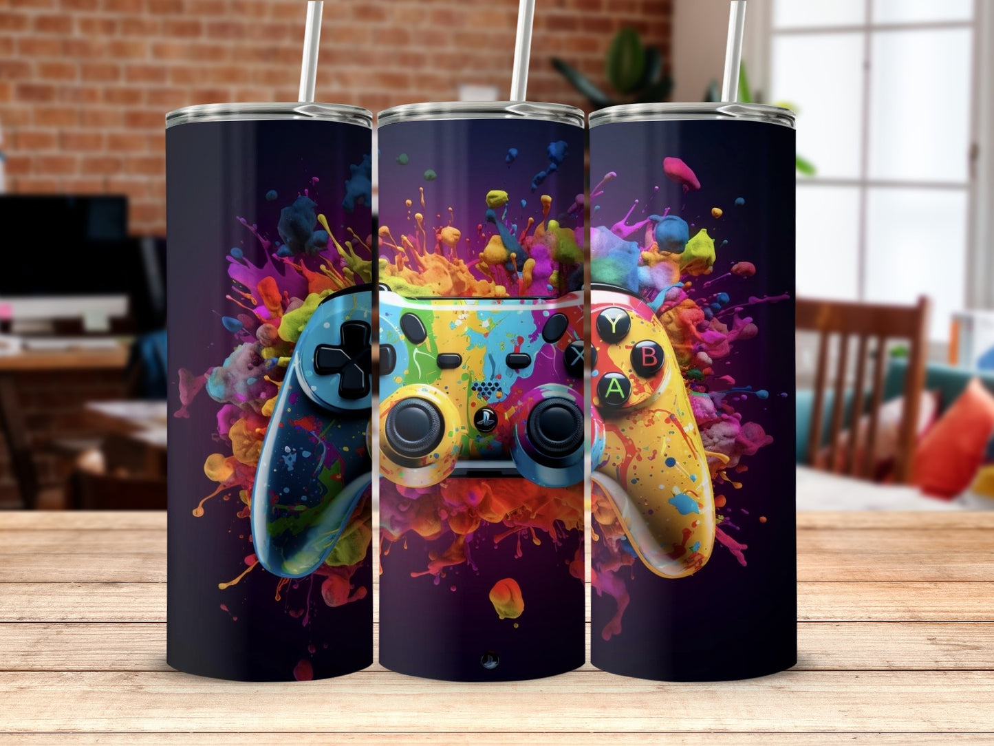 Splash Art Video Game Controller Tumbler