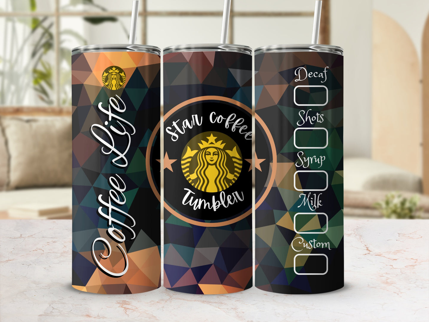Colorful Coffee Life Tumbler with Custom Options Design