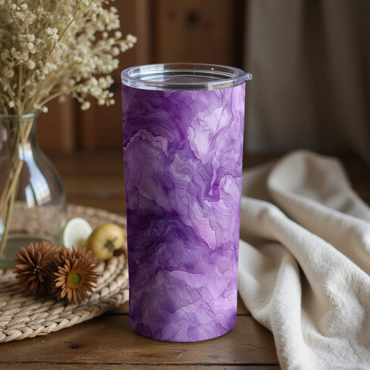 Purple Marble Design Insulated Tumbler Cup