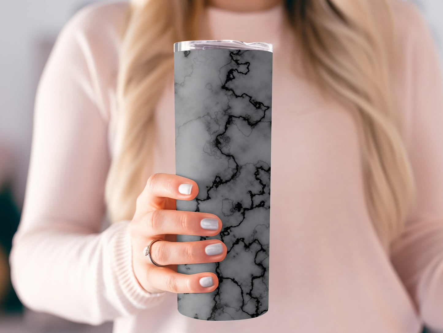 Marble Texture Design Black and Grey Tumblers