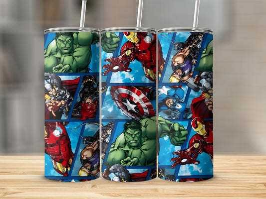 Marvel Heroes Stainless Steel Tumbler with Straw