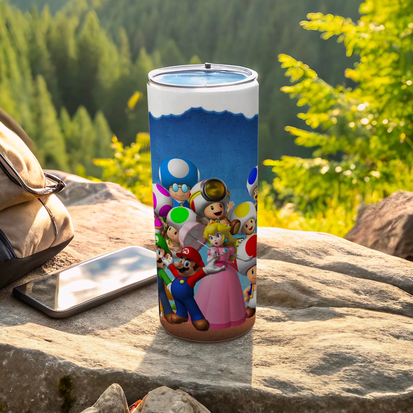 Colorful Mario Characters Design Travel Tumbler Cup