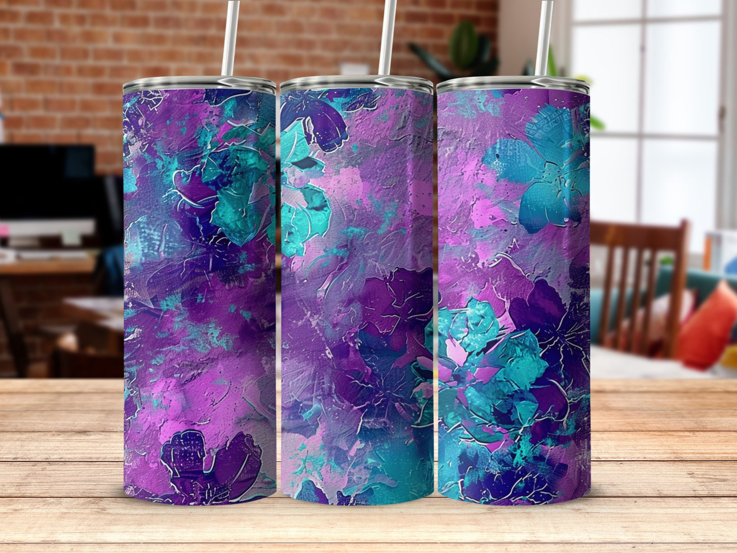 Vibrant Abstract Floral Design Insulated Tumbler