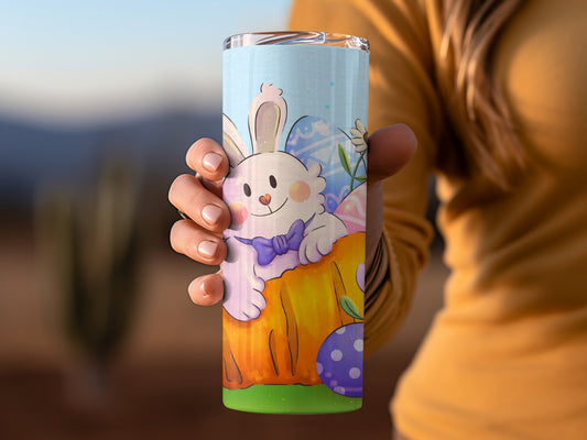 Cute Bunny with Pumpkin Design Insulated Tumbler