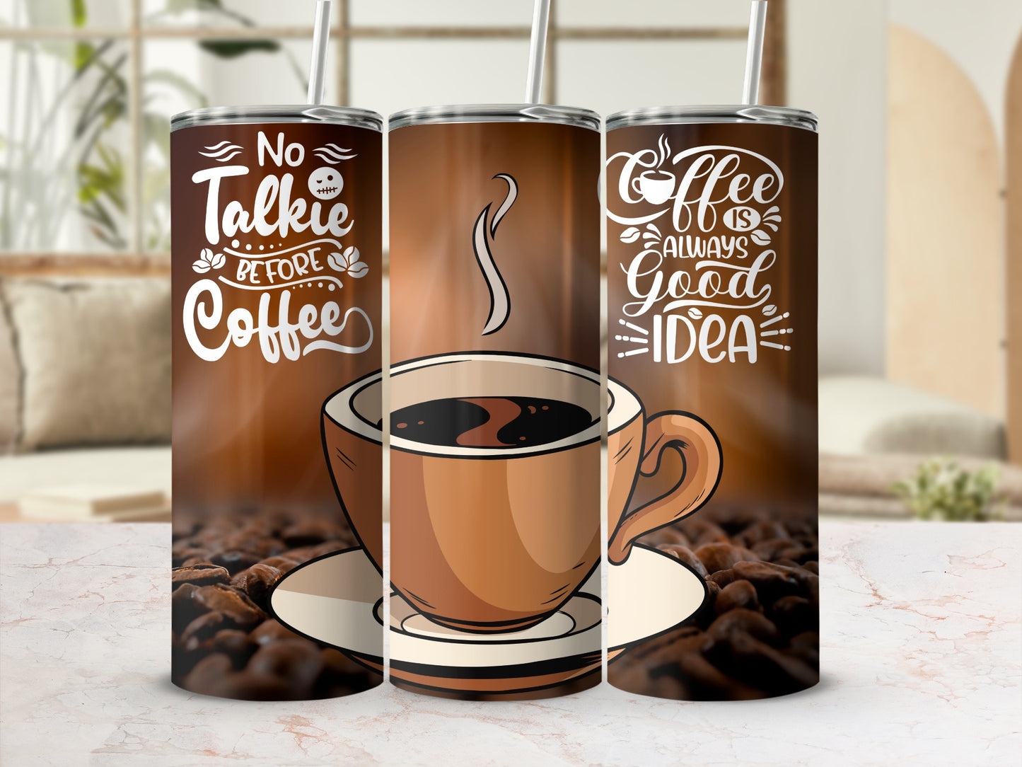 No Talkie Before Coffee Travel Tumbler Cup Flask
