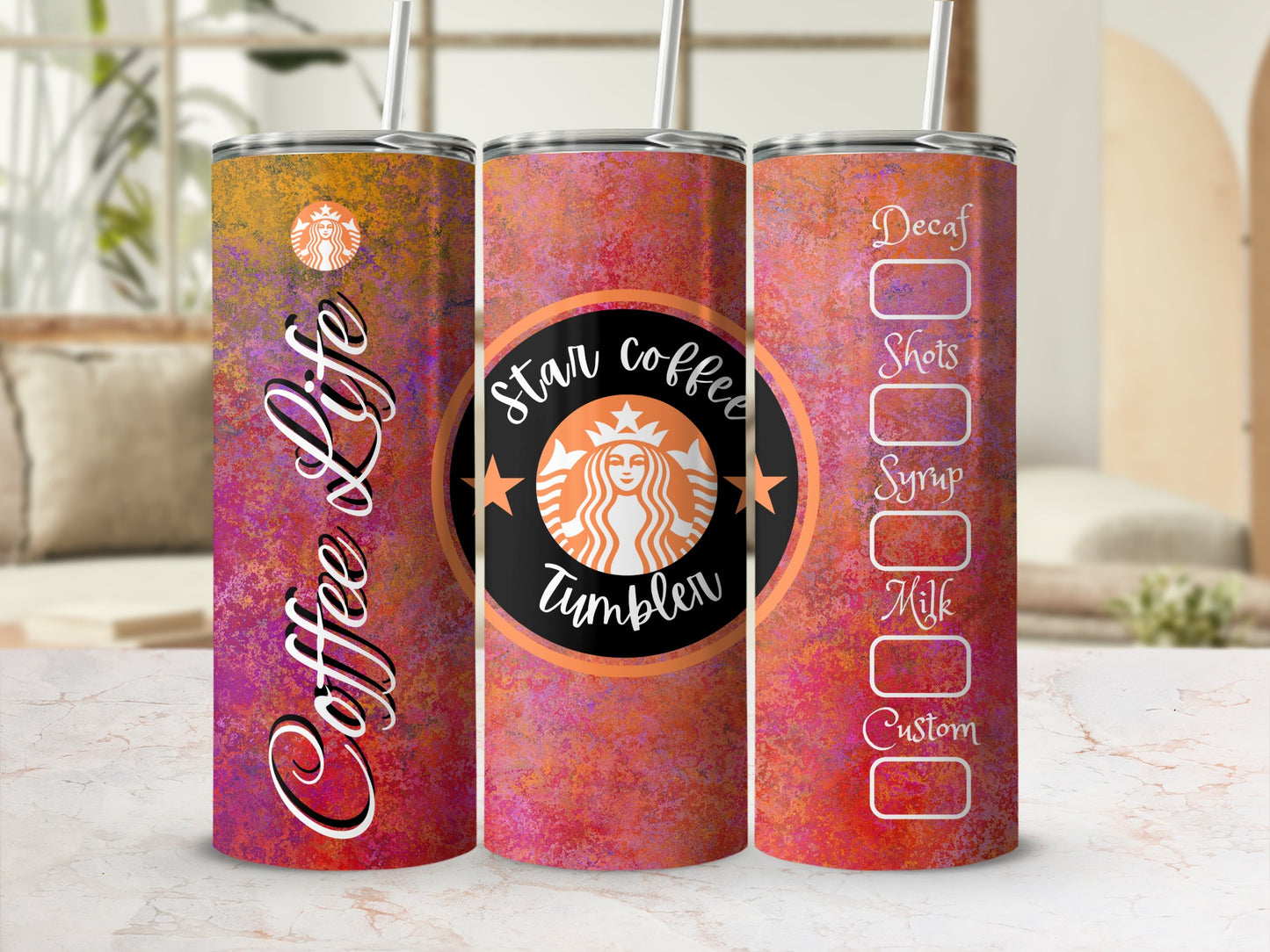 Gradient Star Coffee Life Design Stainless Tumbler