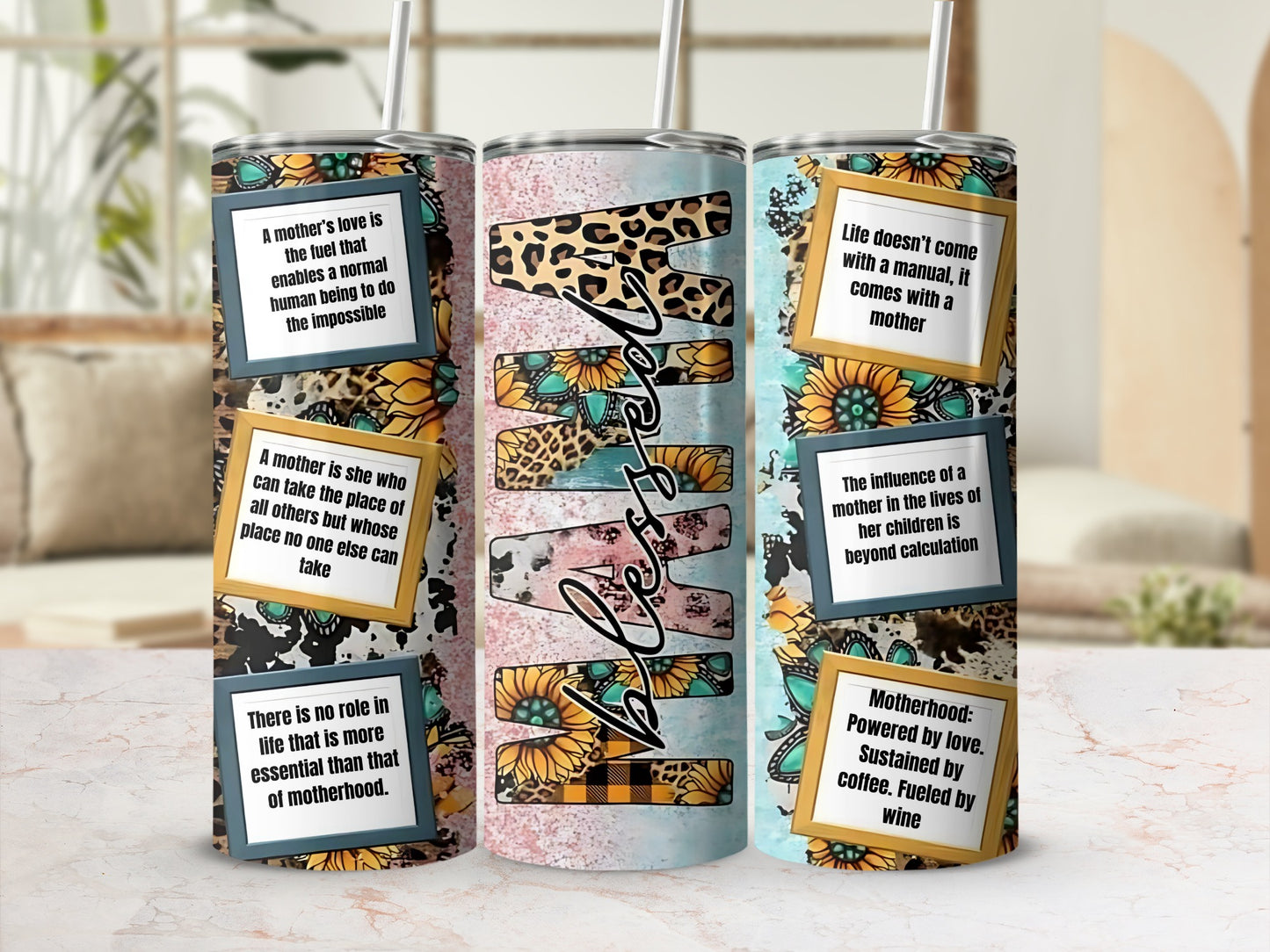 Inspirational Quotes and Floral Designs Tumbler