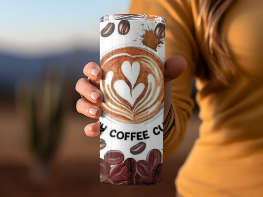 Stylish Coffee Beans and Latte Art Tumbler