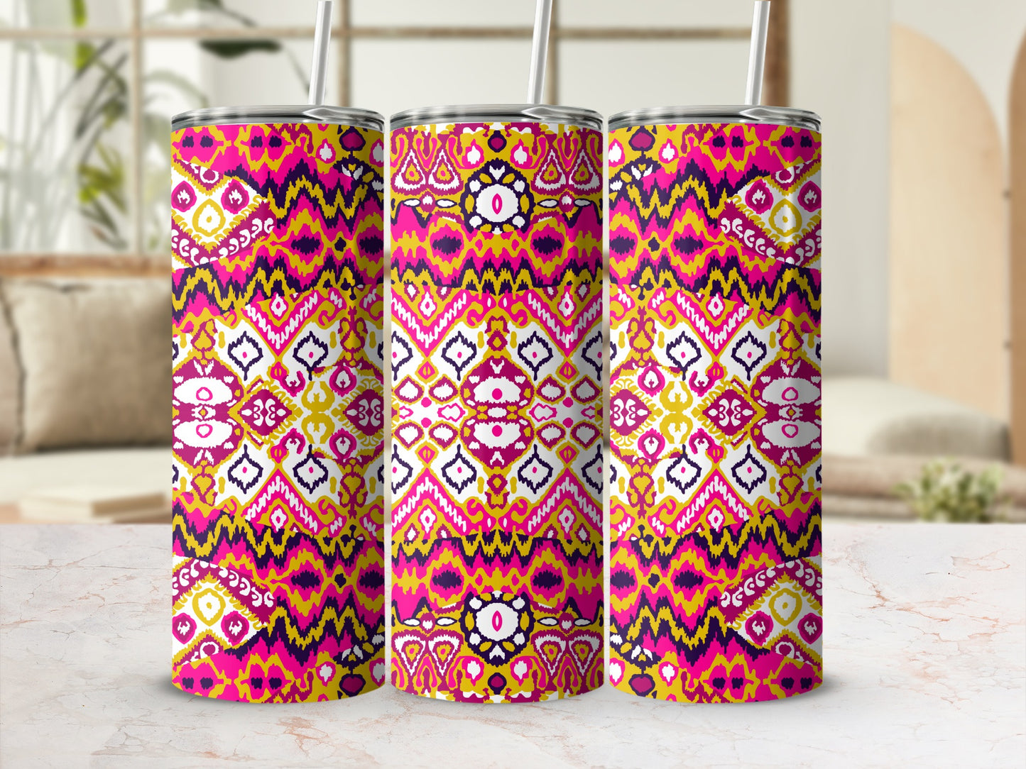 Bright Colorful Patterned Stainless Steel Tumbler