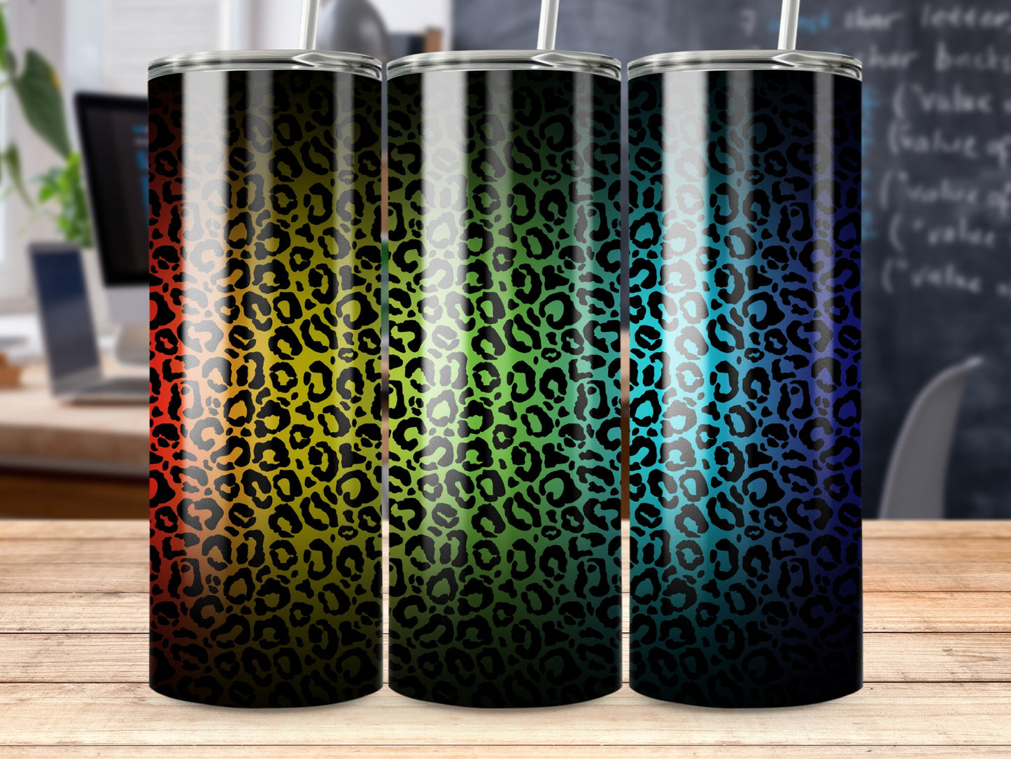 Rainbow Leopard Print Ombre Gradient Skinny Tumbler product type