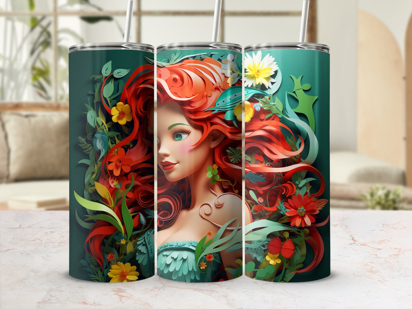 Enchanting Redhead with Floral Elements Tumbler
