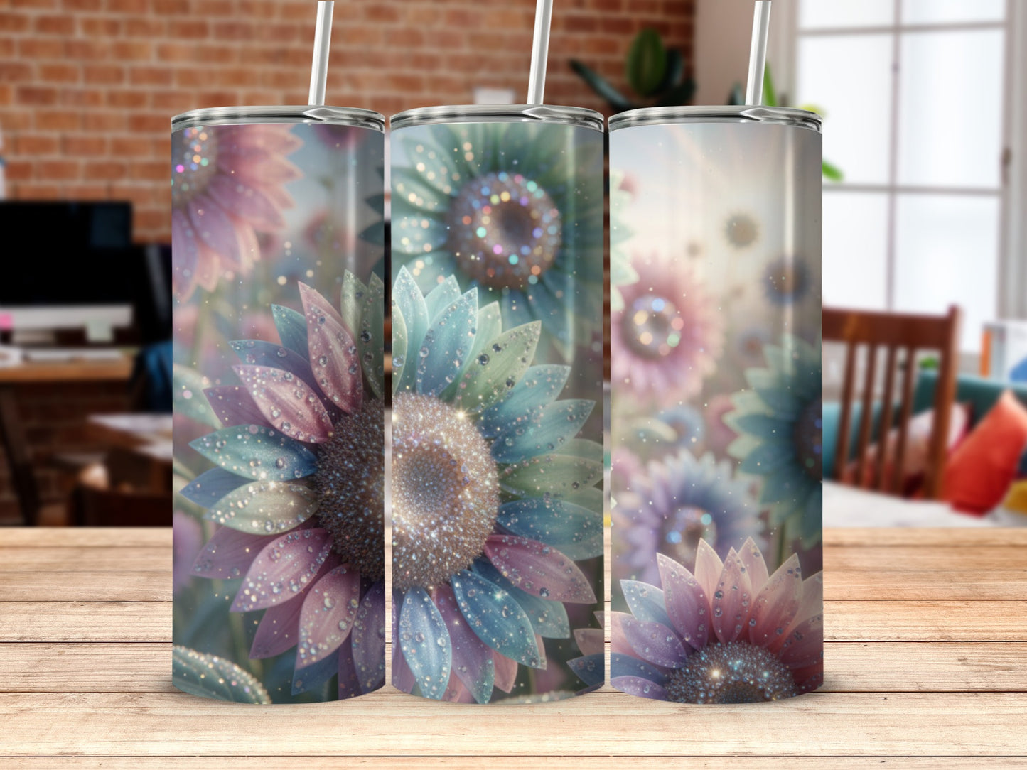 Shimmering Pastel Floral Design Tumbler Product
