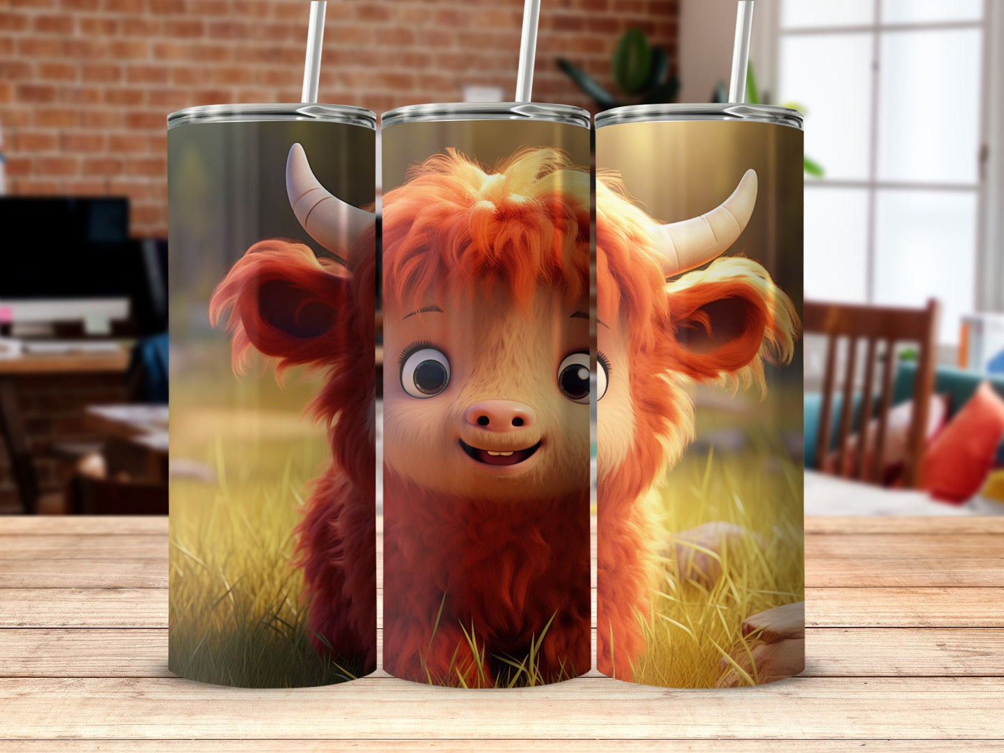 Adorable Cartoon Highland Cow Tumbler For Kids