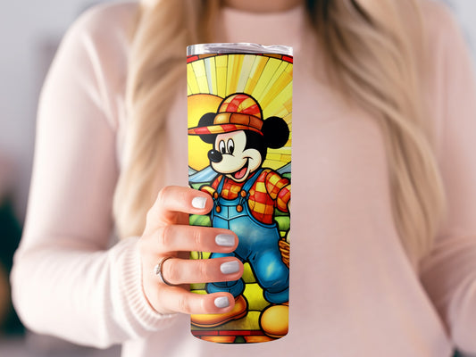 Colorful Character Farmer Design Stainless Steel Tumbler