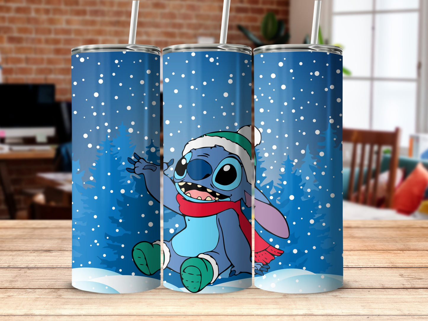 Christmas Themed Blue Character Insulated Drink Tumbler
