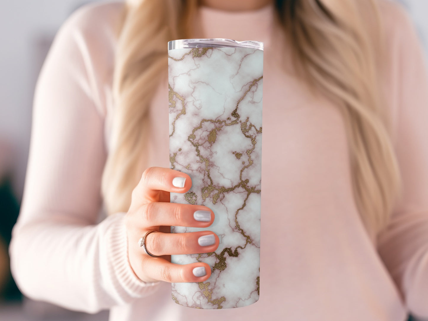 Rose Quartz And Gold Marble Design Perfect Tumblers