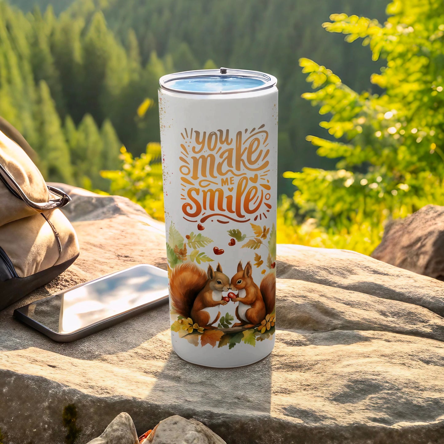 You Make Me Smile Squirrel Design Tumbler