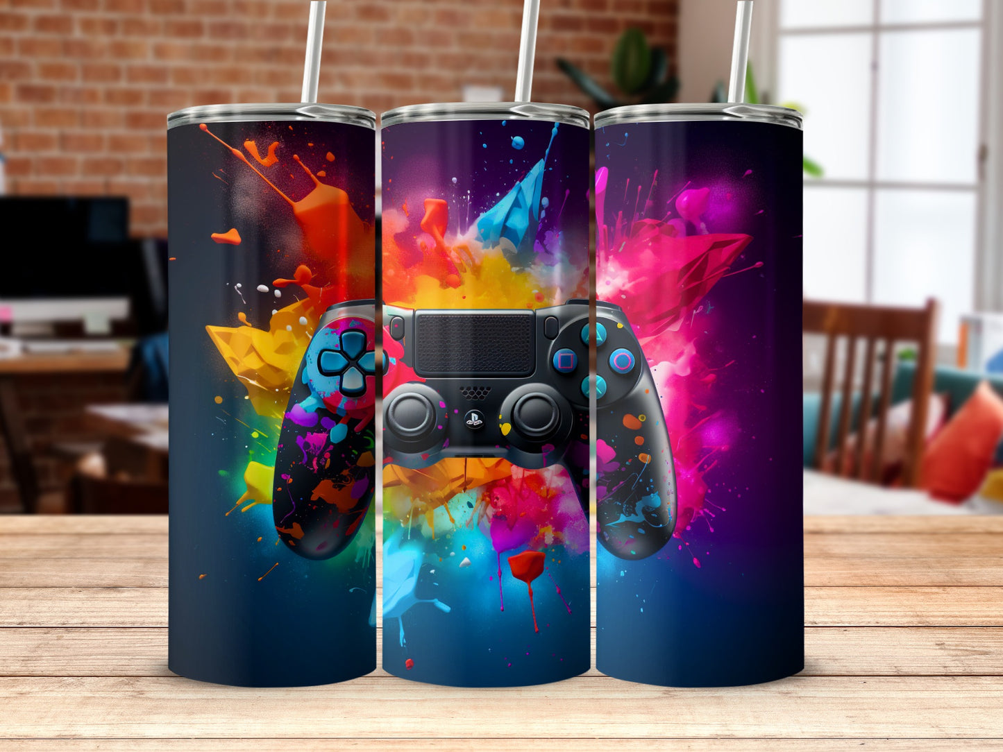 Colorful Gaming Controller Design Sublimated Tumbler