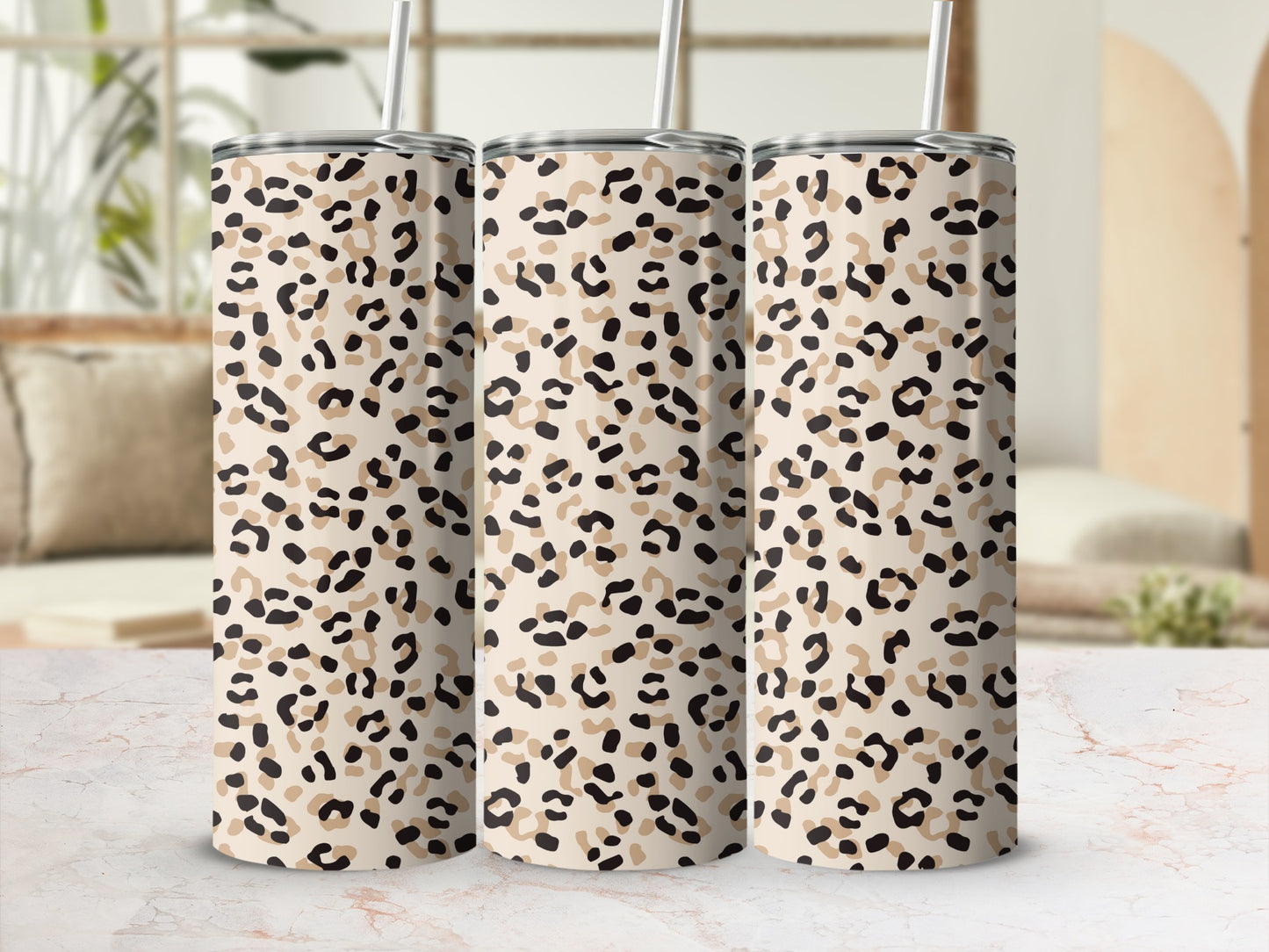 Leopard Print Pattern Insulated Drink Tumbler Product