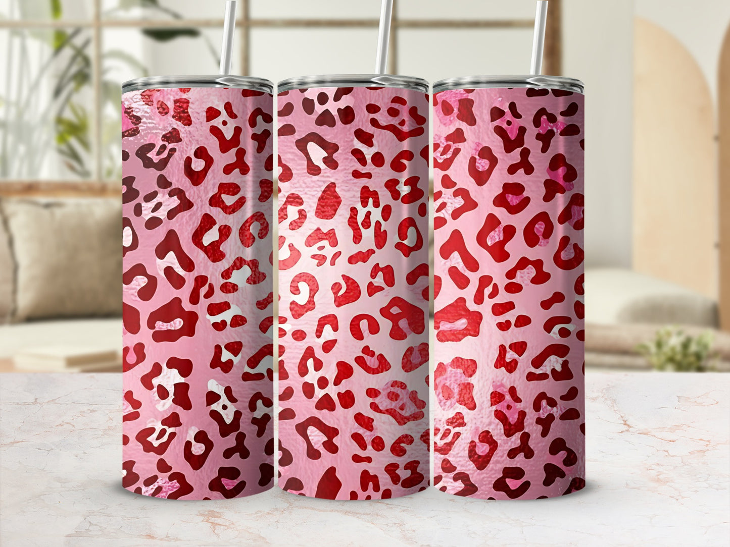 Vibrant Pink Red Leopard Print Tumbler Cup for Sale