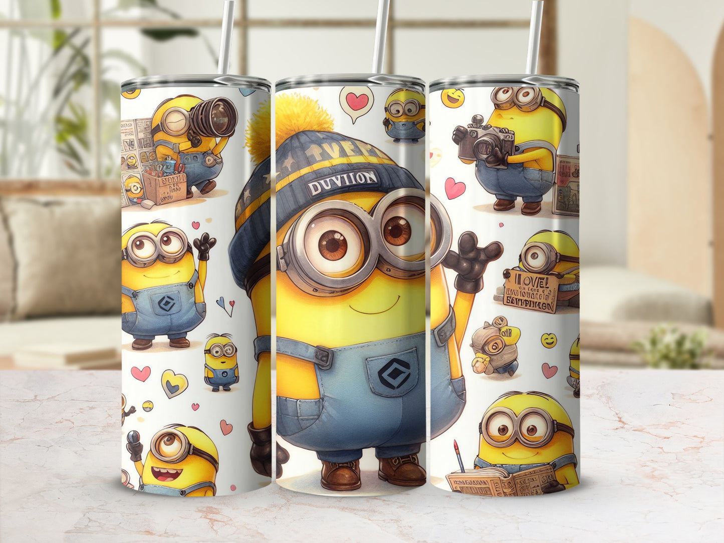 Cute Cartoon Characters Tumbler with Fun Illustrations