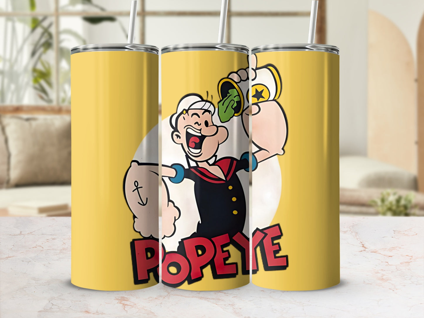 Popeye Cartoon Character Drinking Tumbler Cup