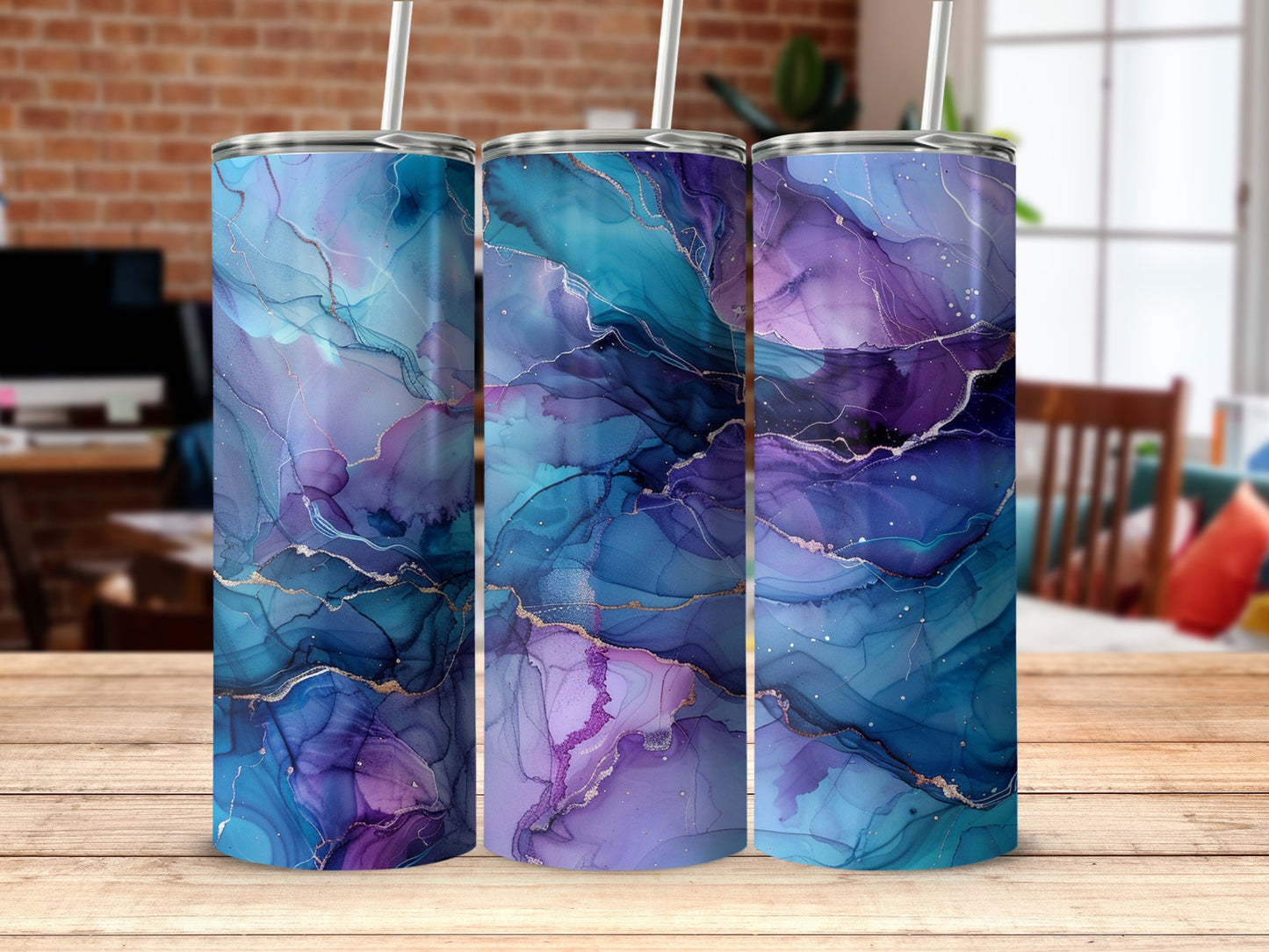 Stunning Blue and Purple Abstract Design Tumbler