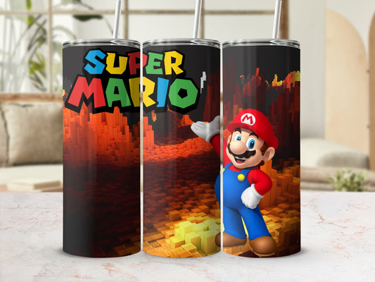 Super Mario Colorful Tumbler With Lid and Straw
