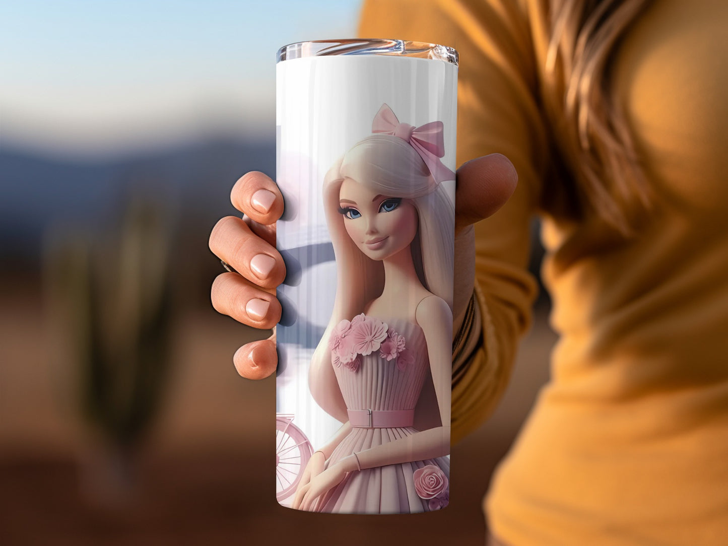 Barbie Pink Doll Dress Background Tumblers