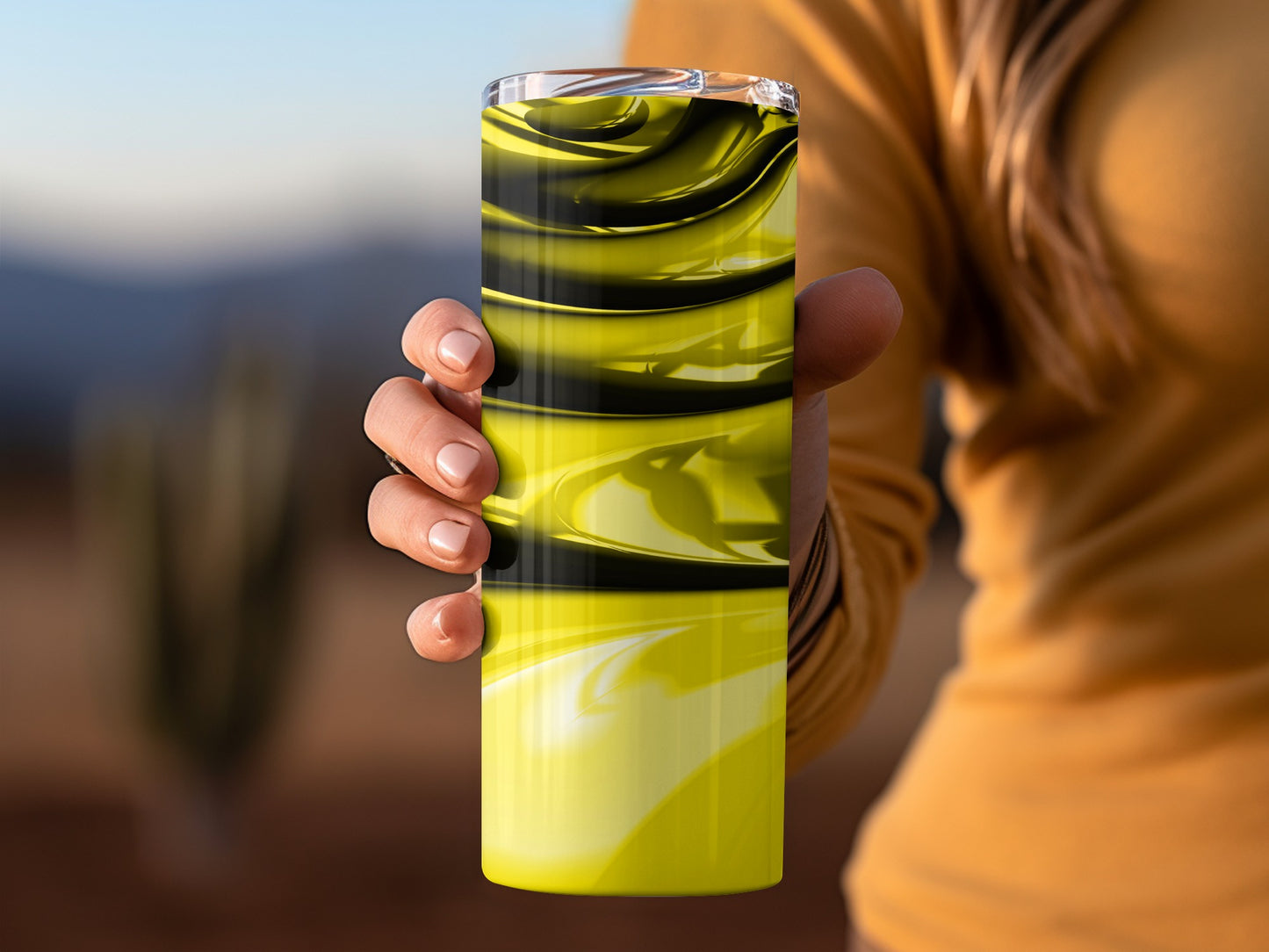 Yellow Flow Abstract Swirls Pattern Elegant Design Tumblers