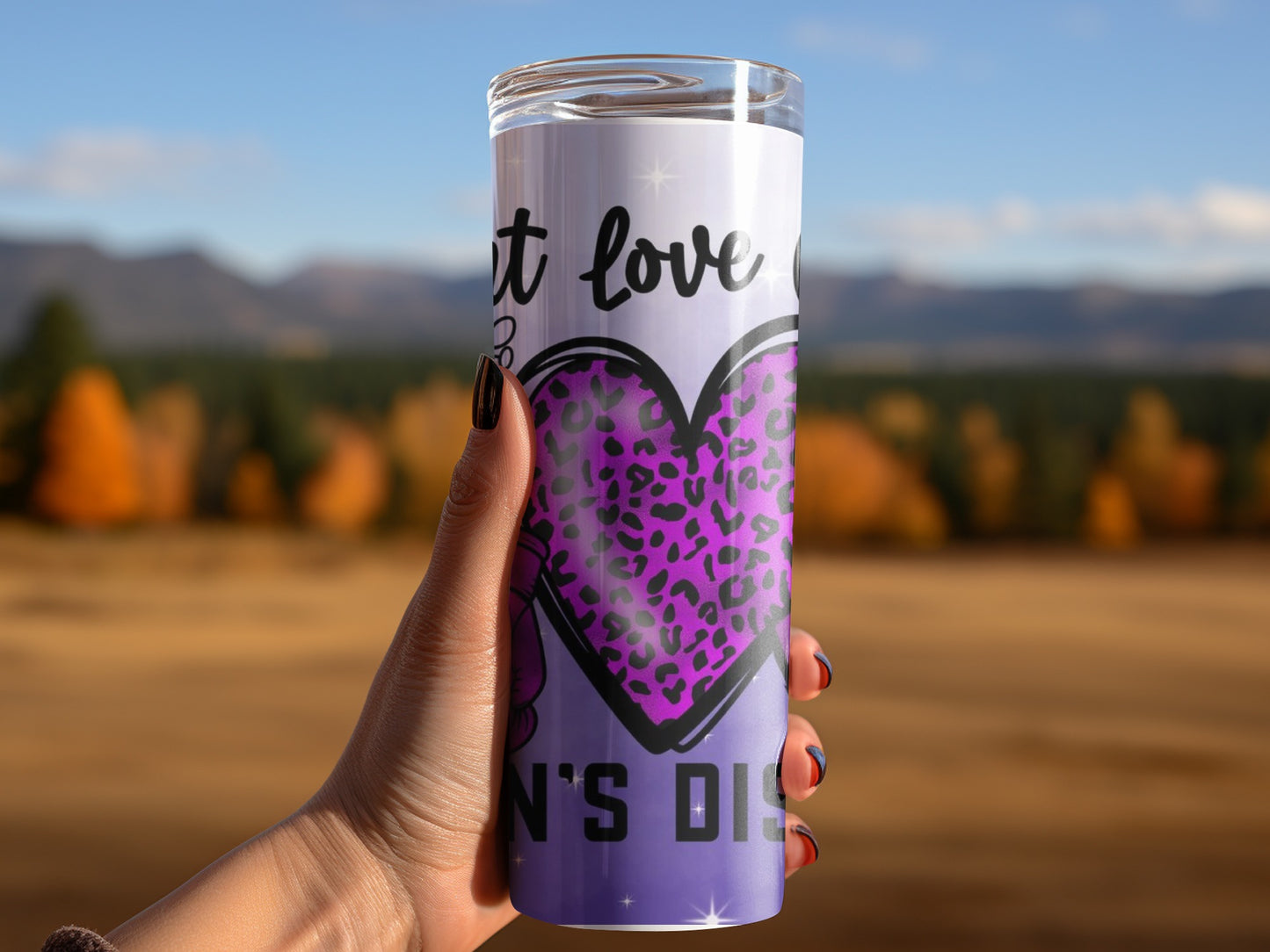 Just Love Purple Leopard Heart Design Insulated Tumbler
