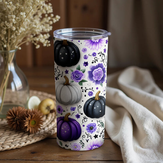 Halloween Pumpkin Floral Design Tumbler for the Holiday Season