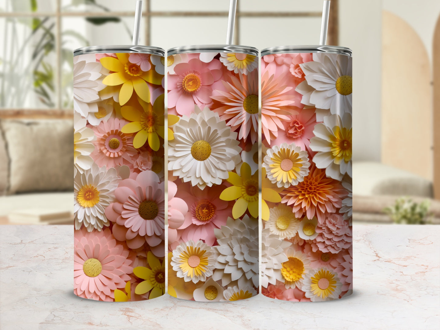 Colorful Floral Garden Design Stainless Steel Tumblers