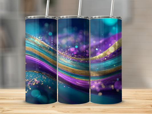 Cosmic Glitter Waves Gold Purple Blue Teal Tumbler product type