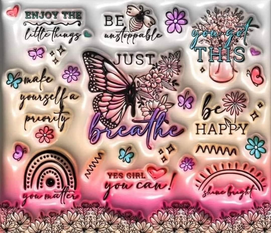 3D Inflated Butterfly Positive Affirmation Tumbler