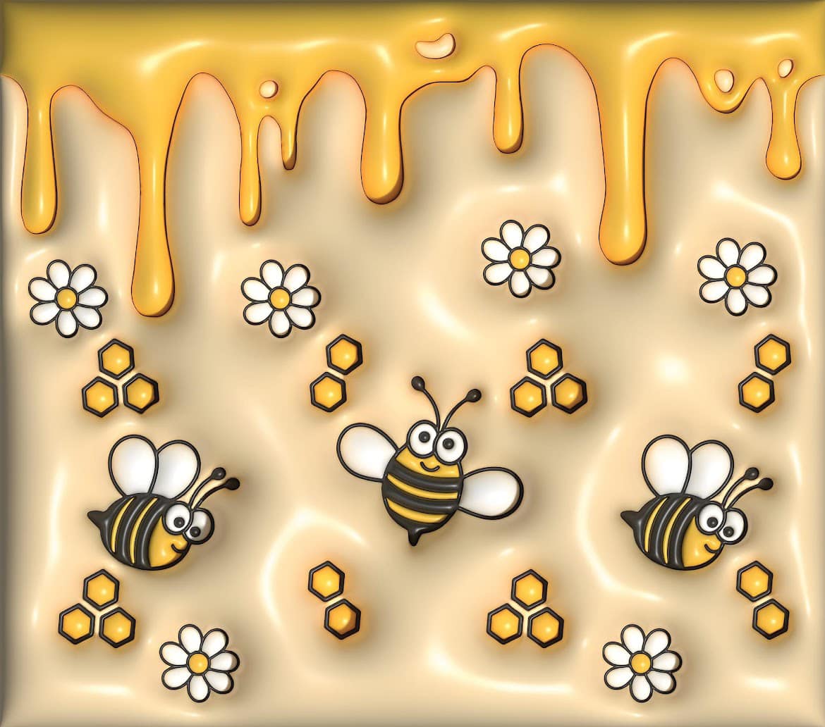 3D Inflated Bumblebee Tumbler with Honey