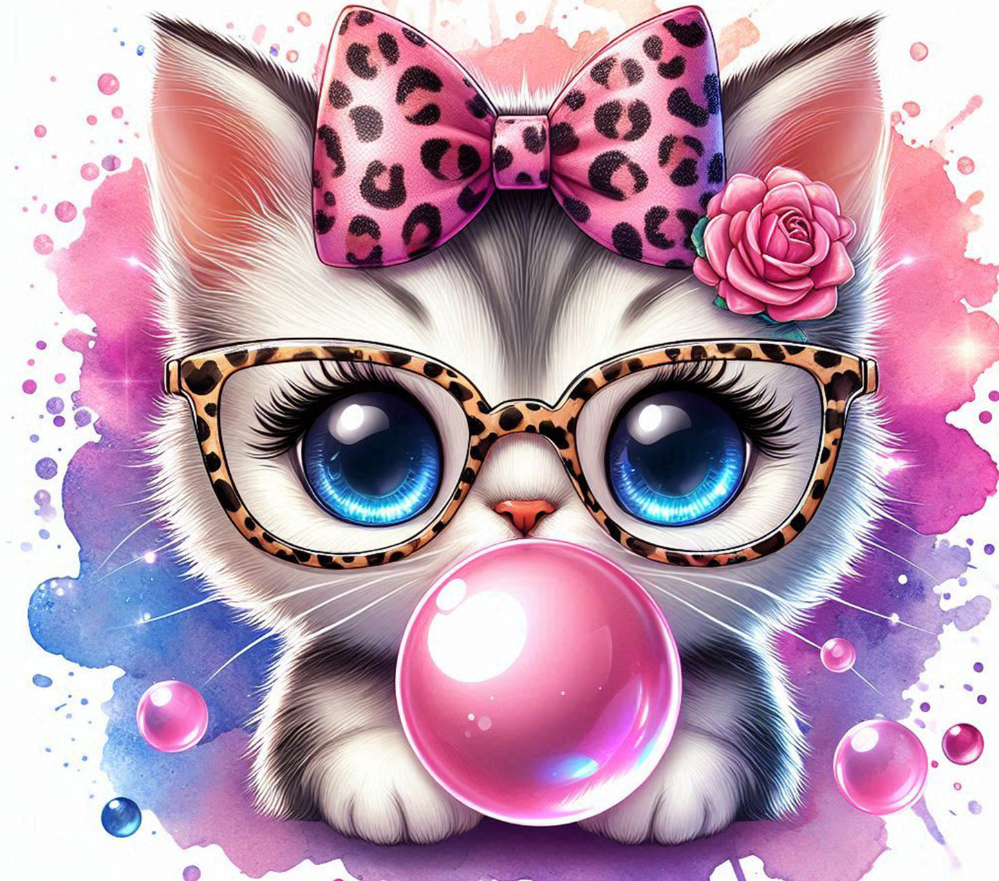 Kitty Cat Blowing a Bubble with Gum
