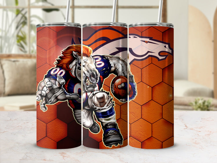Fierce Bronco Mascot Design Football Tumbler Cup