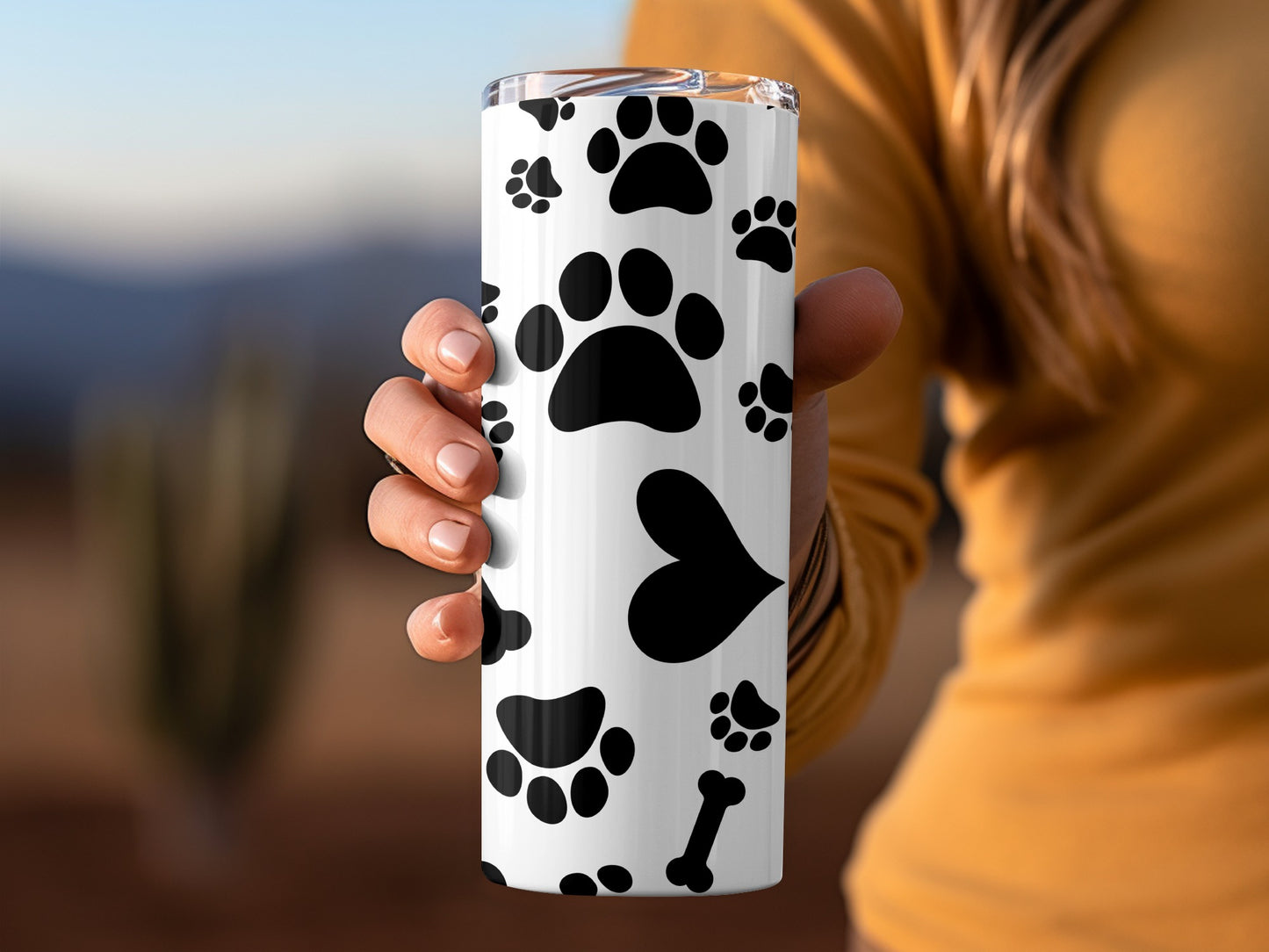 Paw Prints and Heart Design Insulated Tumbler Product
