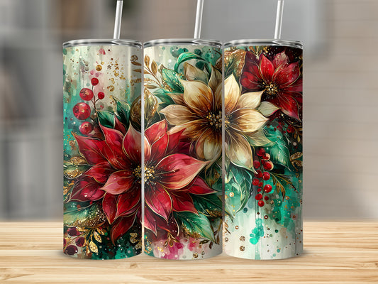 Beautiful Floral and Berry Design Tumblers