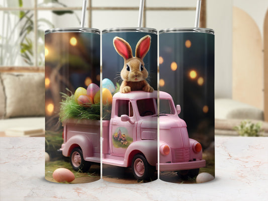 Cute Easter Bunny Pink Truck Eggs Festive Tumbler product type