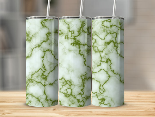 Abstract Olive Green Veins Pale Green Background Tumblers