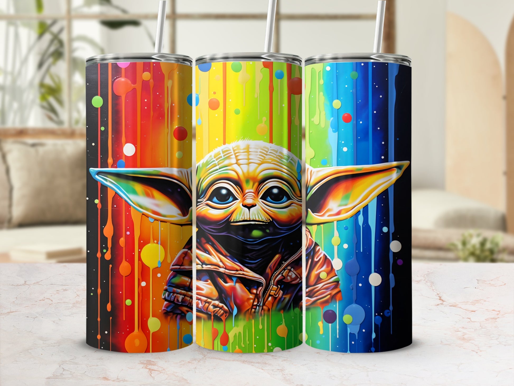 Colorful Alien With Big Eyes Printed Tumbler Product