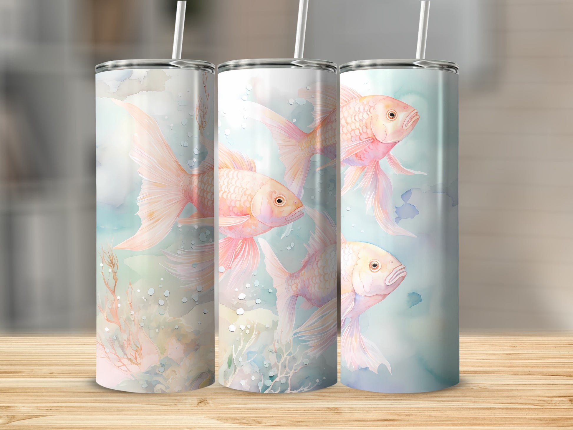 Goldfish Water Bubbles Coral Design Tumbler product type