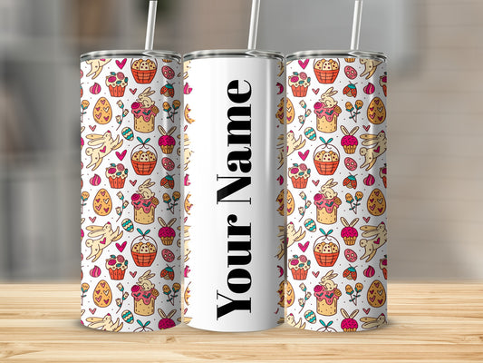 Personalized Easter Bunny and Egg Pattern Tumbler