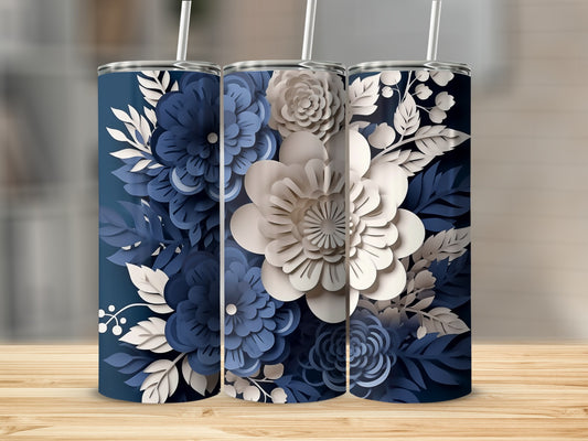 Blue and White Floral Design Tumbler Product