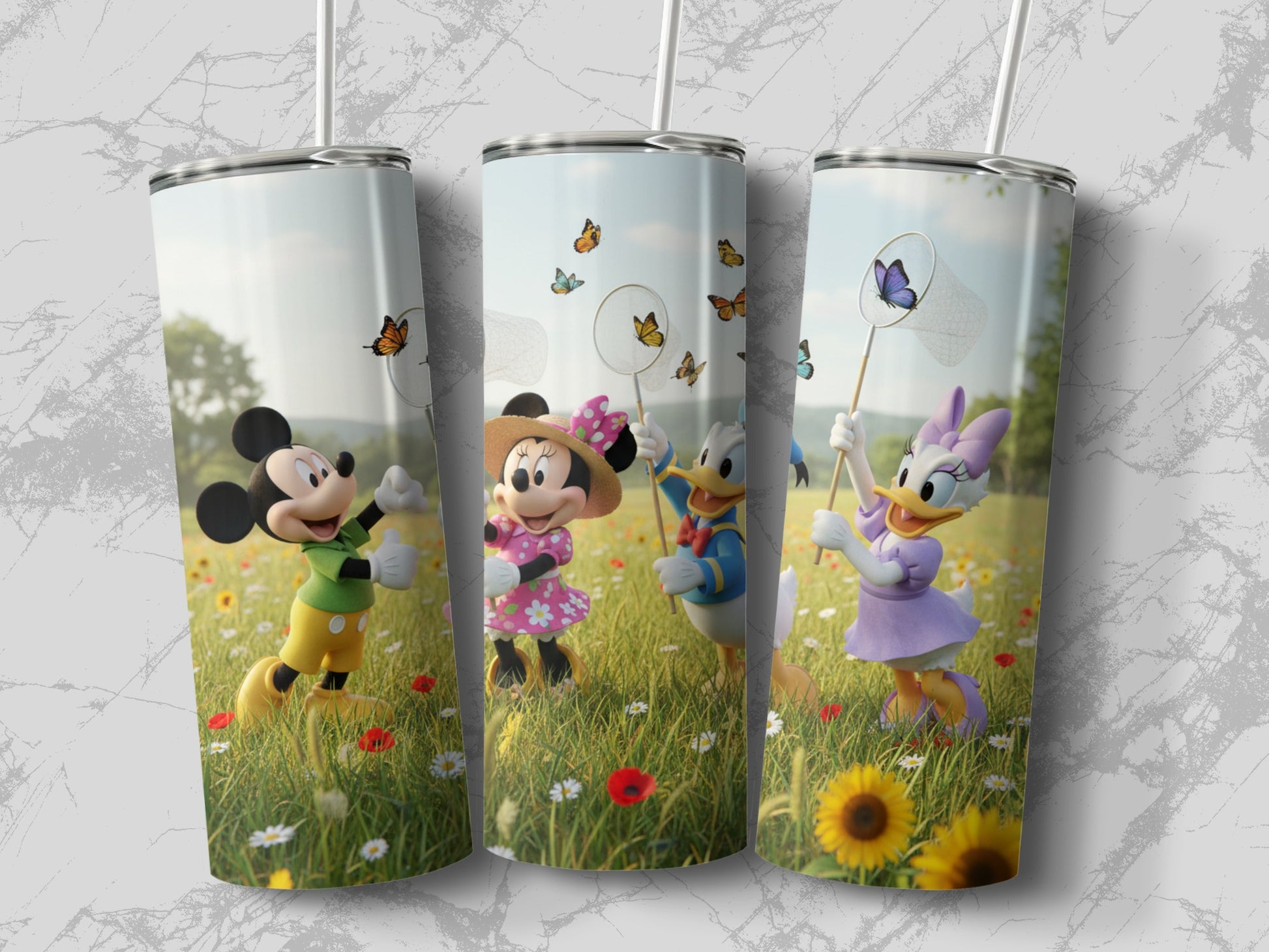 Mickey Minnie Donald Daisy Butterfly Adventure Tumbler