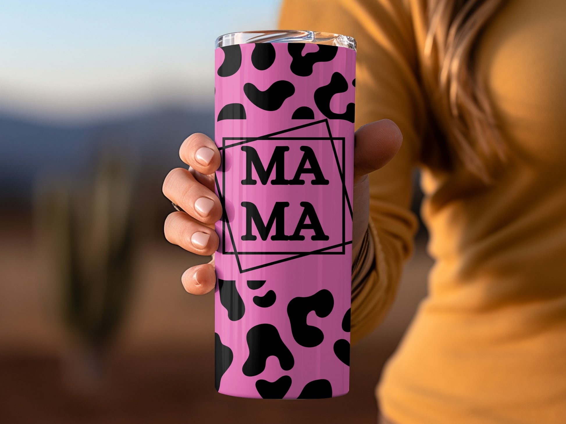 Trendy Pink Leopard Print Mama Tumbler Cup